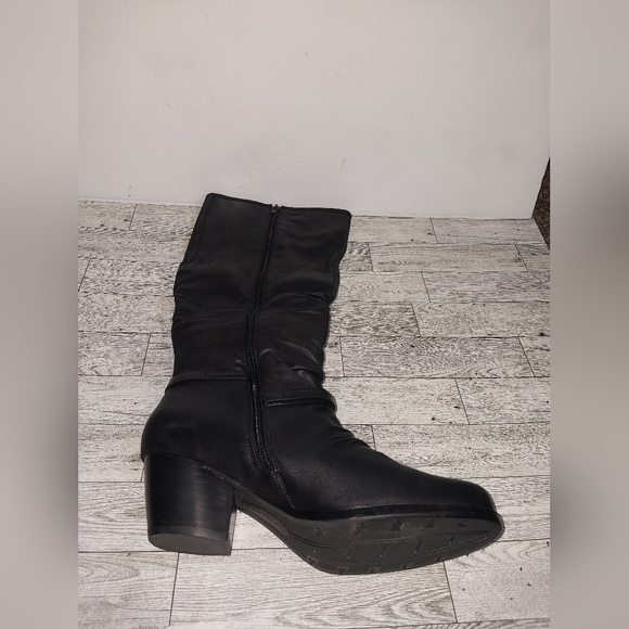 Wear Ever by Bare Traps Black Faux Leather Knee High Heeled Boots - Picture 3 of 5